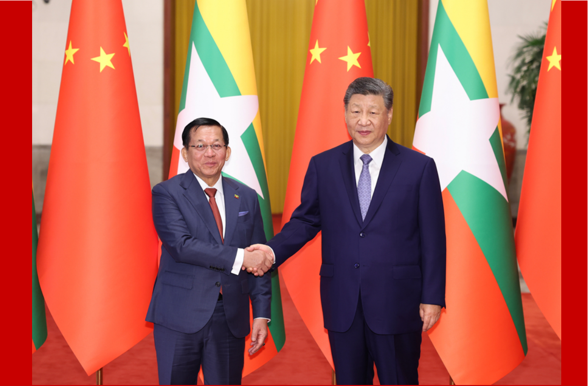 习近平同缅甸总统敏昂莱会谈